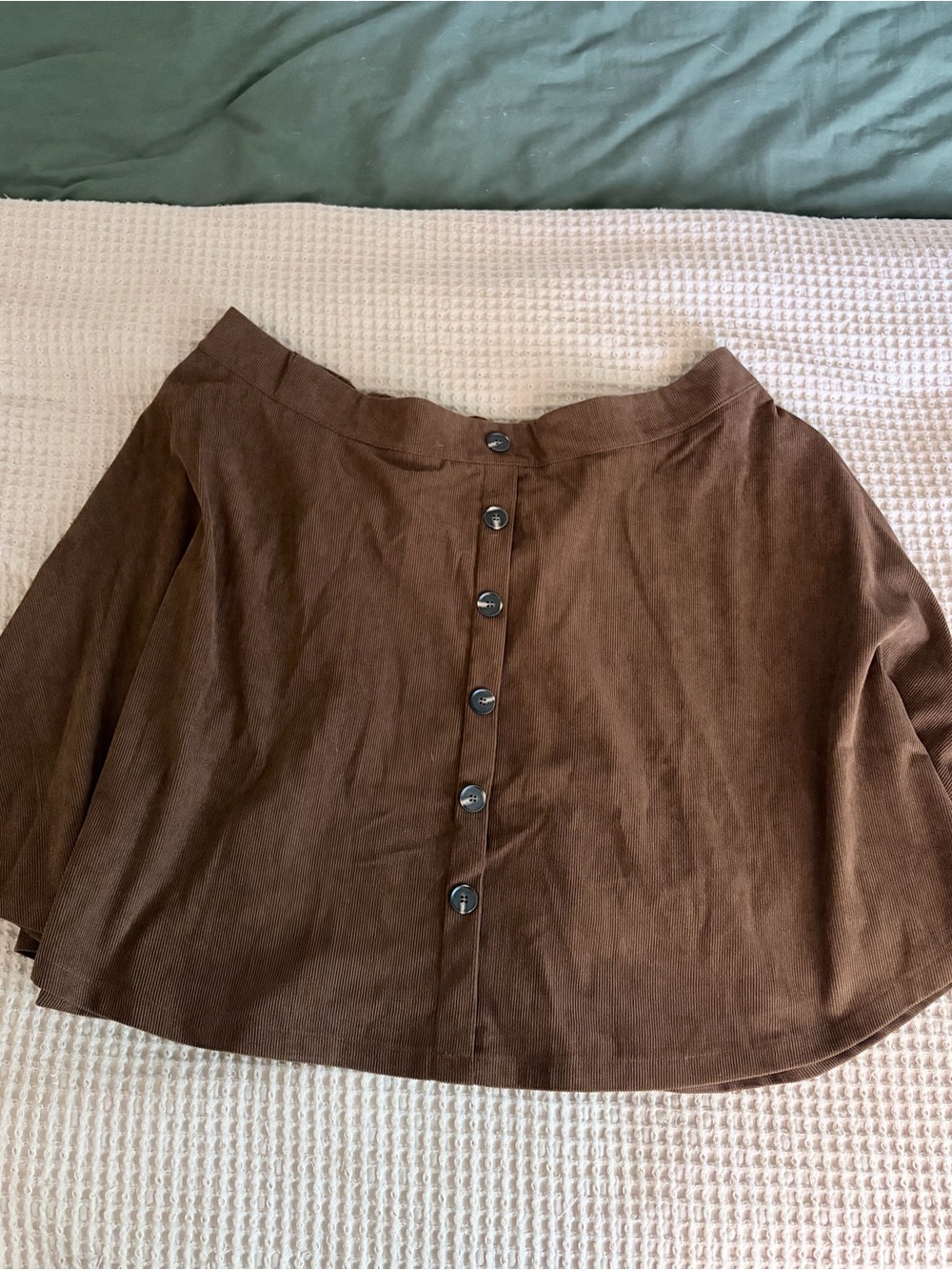 Chocolate Brown Button-Front Womenโs plus Corduroy Skirt Elastic Waist size 3x